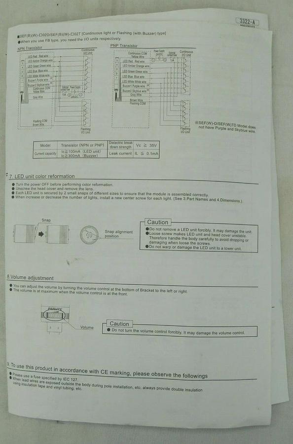 Patlite SEFB-402D-RYGB Indicator Light Tower 24V AC/DC New Surplus