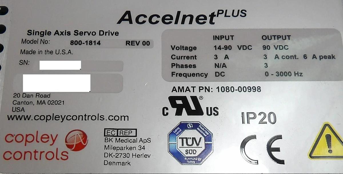 Used Copley Controls 800-1814 Single Axis Servo Drive Lot of 2 Working Surplus