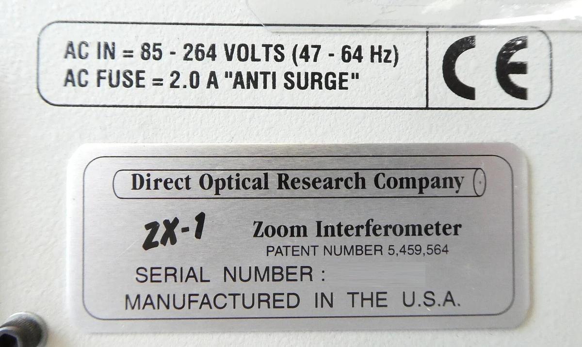 Used Direct Optical Reseach Company 2X-1 mini Zoom Interferometer Working Surplus
