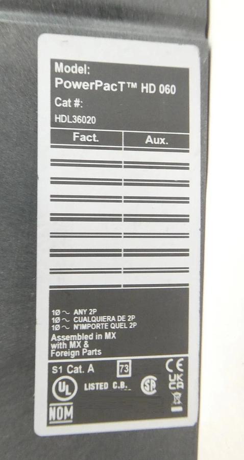 Used Schneider Electric HDL36020 3-Pole Circuit Breaker PowerPact HD 060 Working