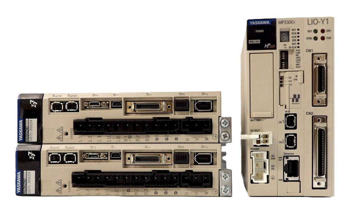 Used Yaskawa SGD7S-2R8A20A PMC-U-MP330S1C000 Driver w/Controller Lot of 3 Working