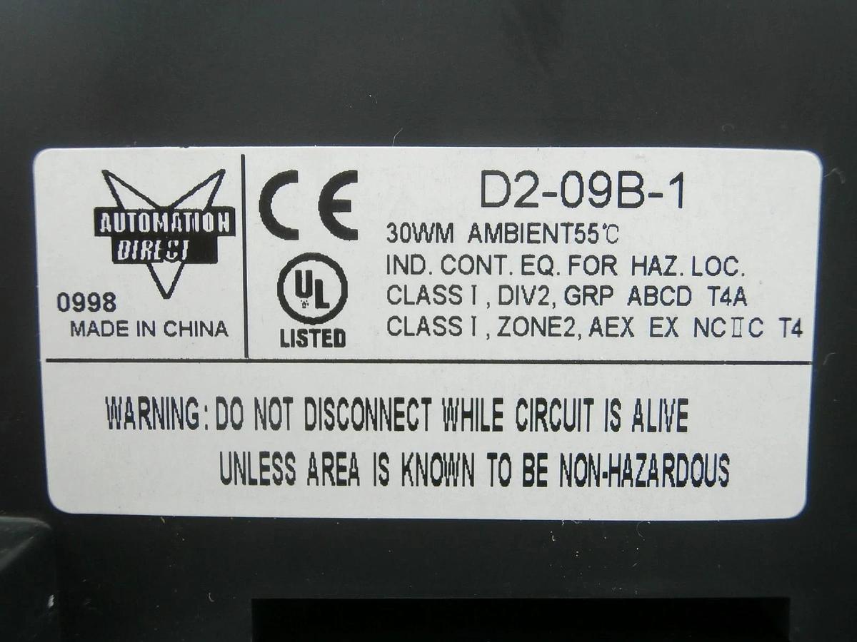 Used Automation Direct D2-09B-1 9-Slot PLC Controller DirectLOGIC 205 Missing Covers