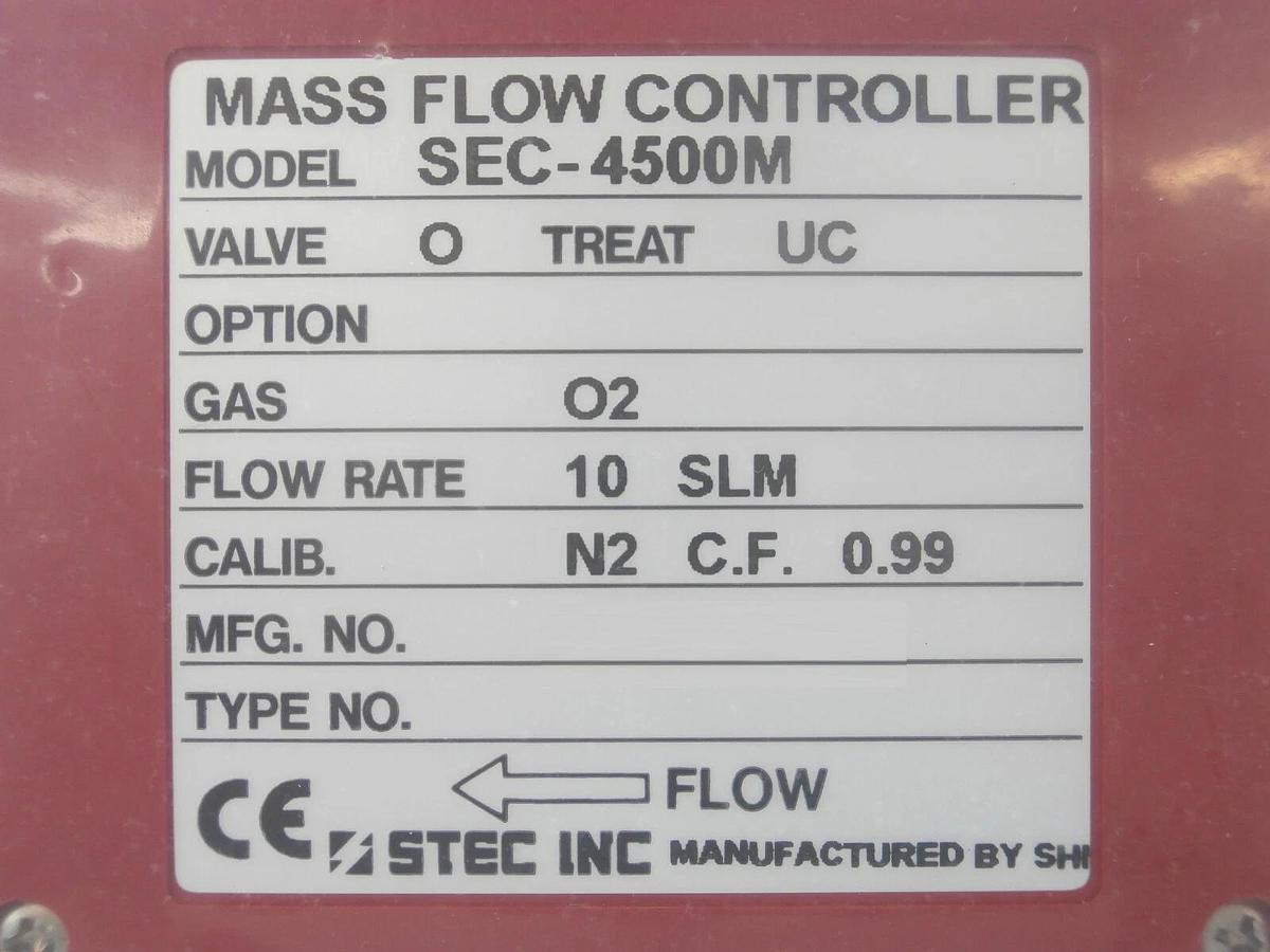 Refurbished STEC SEC-4500M Mass Flow Controller MFC SEC-4500 10 SLM O2 OEM Refurbished
