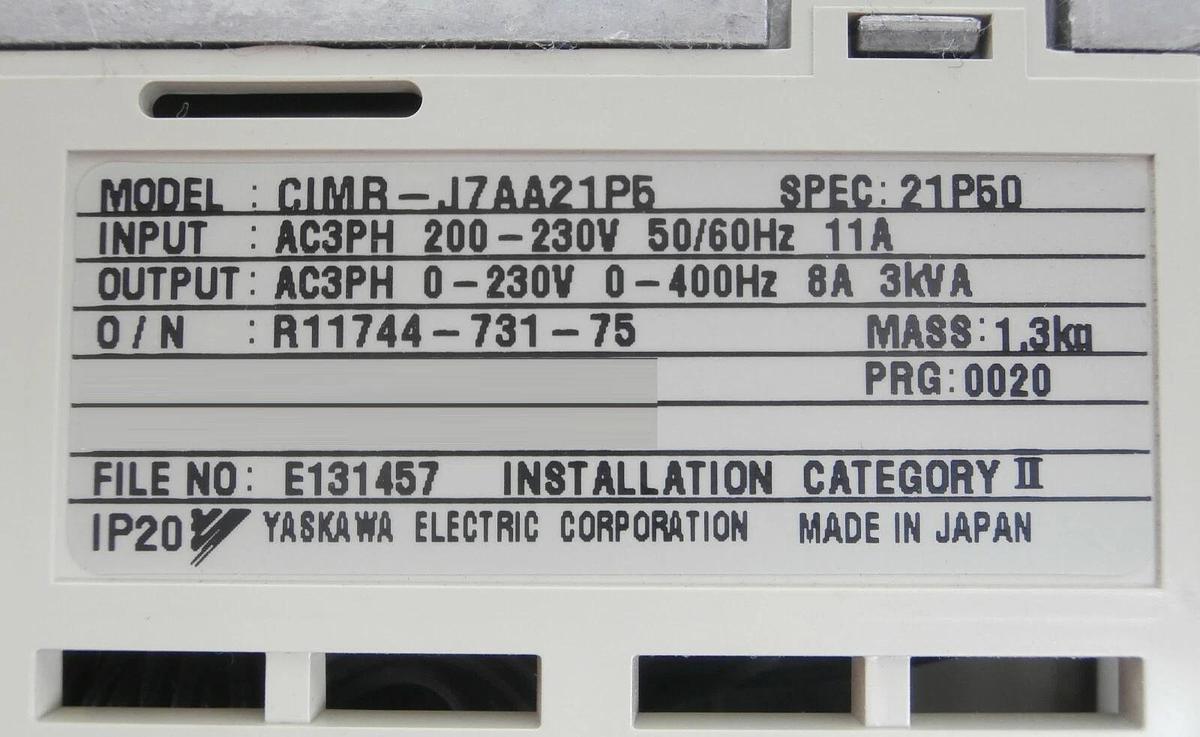 Used Yaskawa Electric CIMR-J7AA21P5 J7 Series Inverter VS mini V7 Working Spare