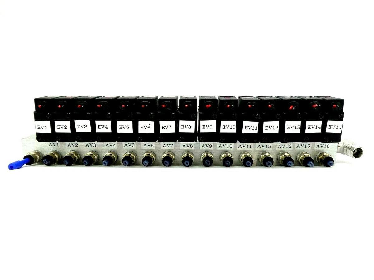 Used Koganei YM216A-21W 16-Port Pneumatic Manifold A030E1-L Working Surplus