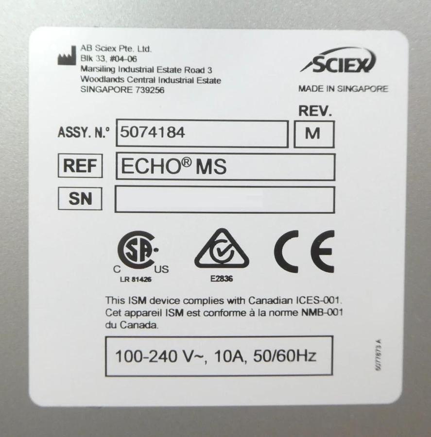 Used AB Sciex 5074184 Echo MS Mass Spectrometer System Untested As-Is