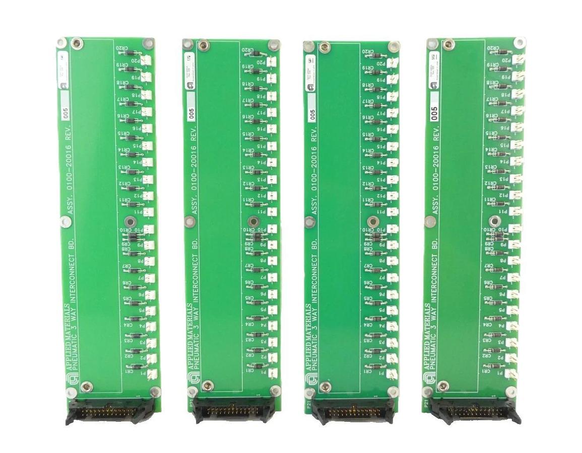 Used AMAT Applied Materials 0100-20016 Pneumatic 3 Way Interconnect PCB Lot of 4