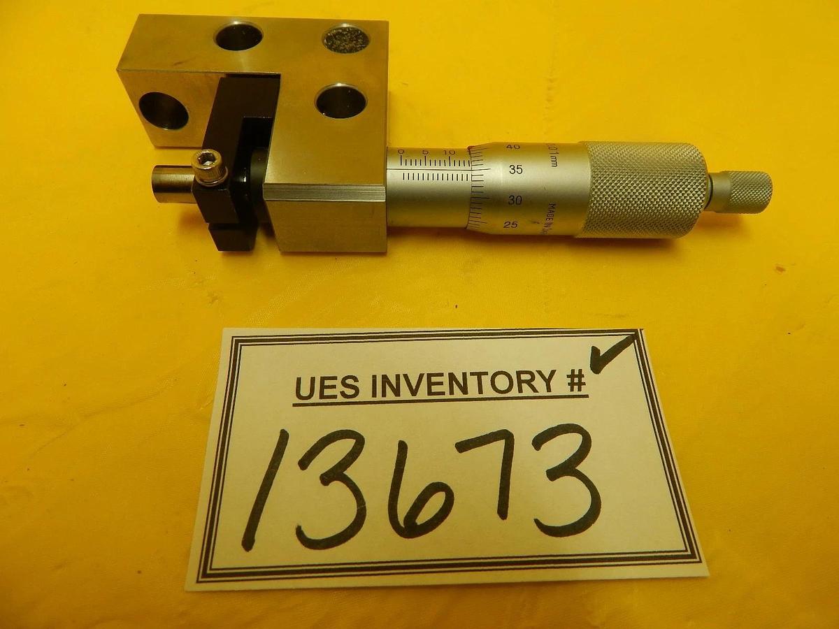 Used Mitutoyo 0-25mm Micrometer Head 0.01mm Ratchet Stop KLA-Tencor 5107 Used Working