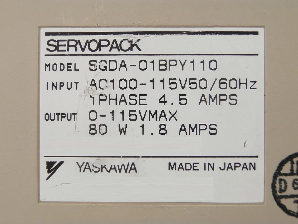 Used Yaskawa Electric SGDA-01BPY110 Servo Drive SERVOPACK Working Spare