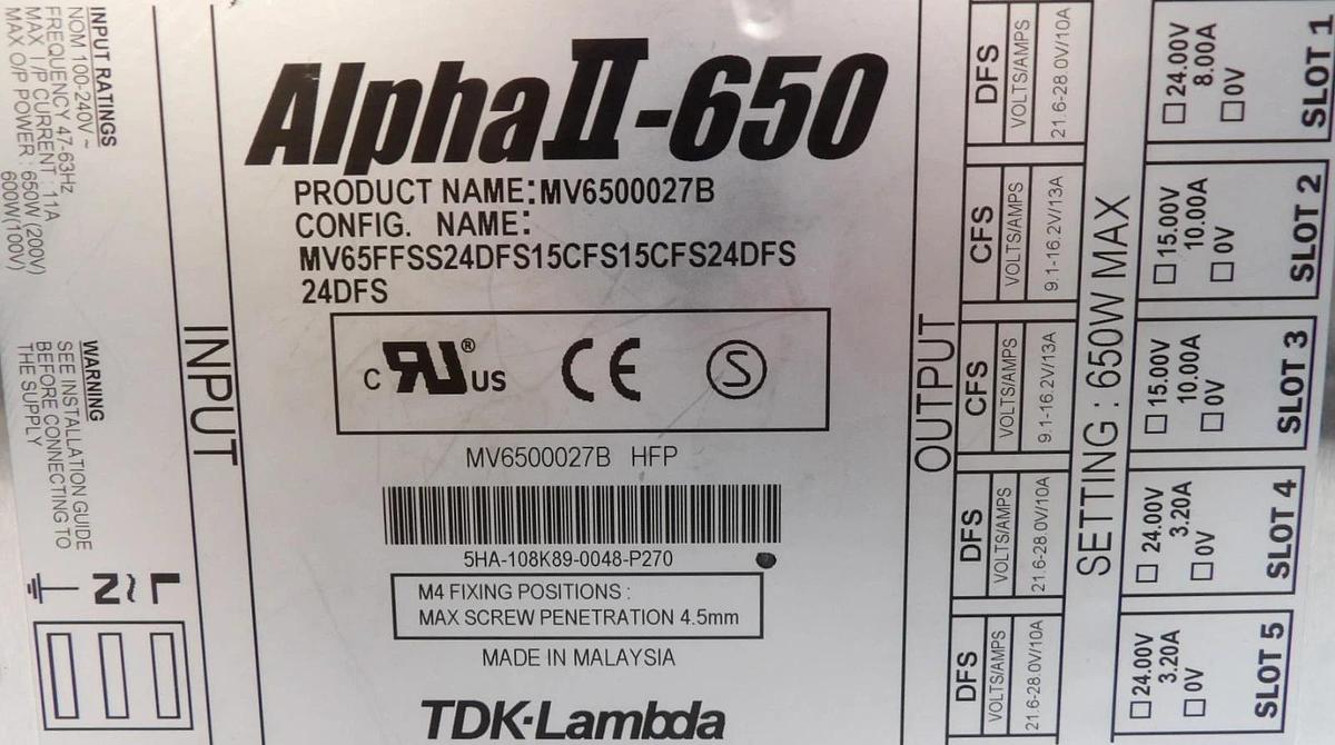 Used TDK MV65FFSS24DFS15CFS15CFS24DFS24DFS Power Supply MV6500027B Lot of 6 Working
