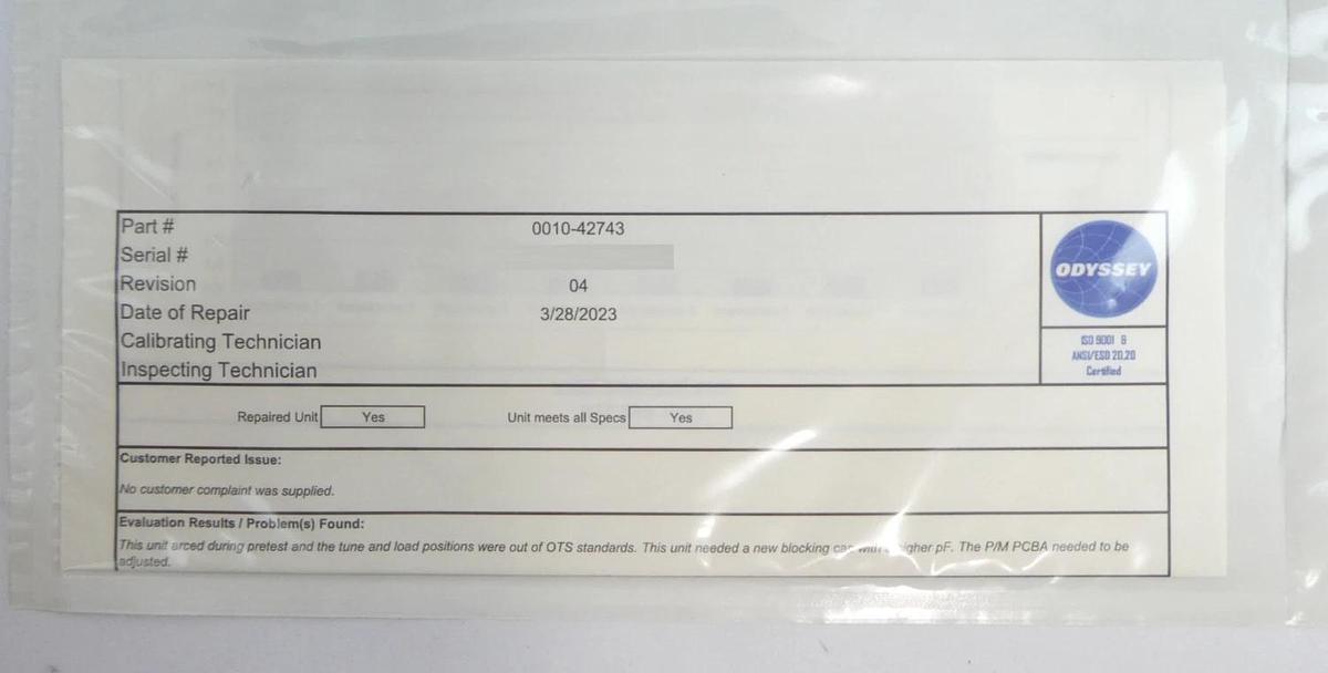 Refurbished AMAT Applied Materials 0010-42743 RF Match 300mm Preclean/RPC OEM Refurbished