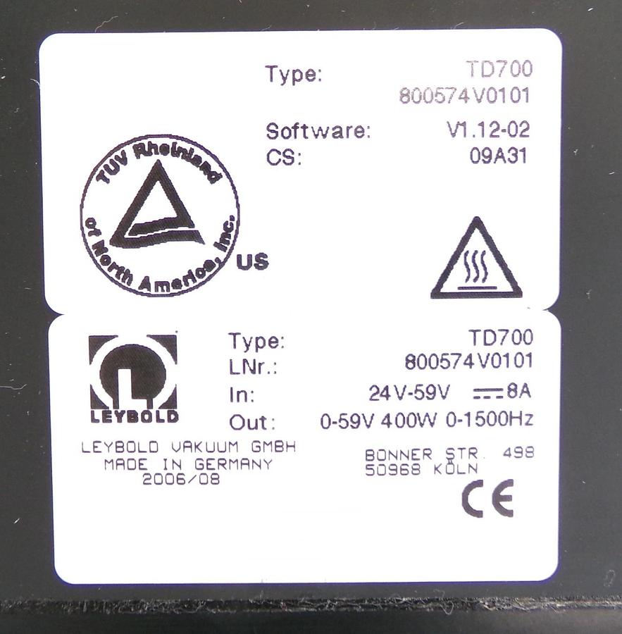 Used TD700 Leybold 800574V0101 Turbomolecular Pump Controller PCB Card Working