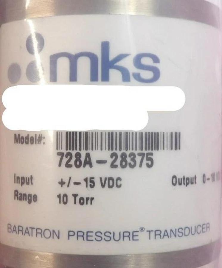 Used MKS Instruments 728A-28375 Baratron Pressure Transducer Type 728A Refurbished