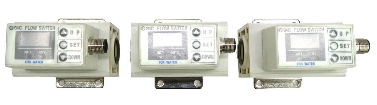 Used SMC PF2W711-N10-27 Digital Water Flow Switch Reseller Lot of 3 Working Surplus