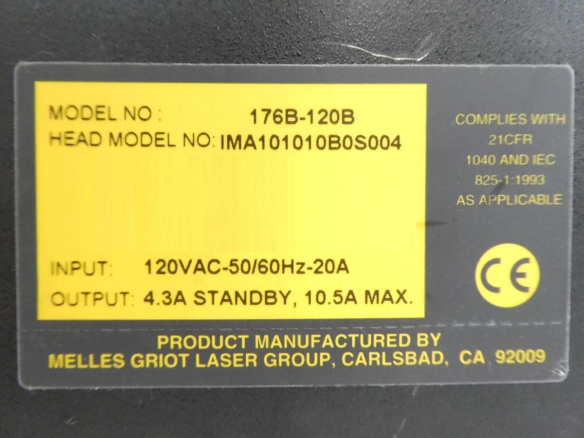 Used Melles Griot 176B-120B Ion Laser Head Power Supply Module Working Surplus