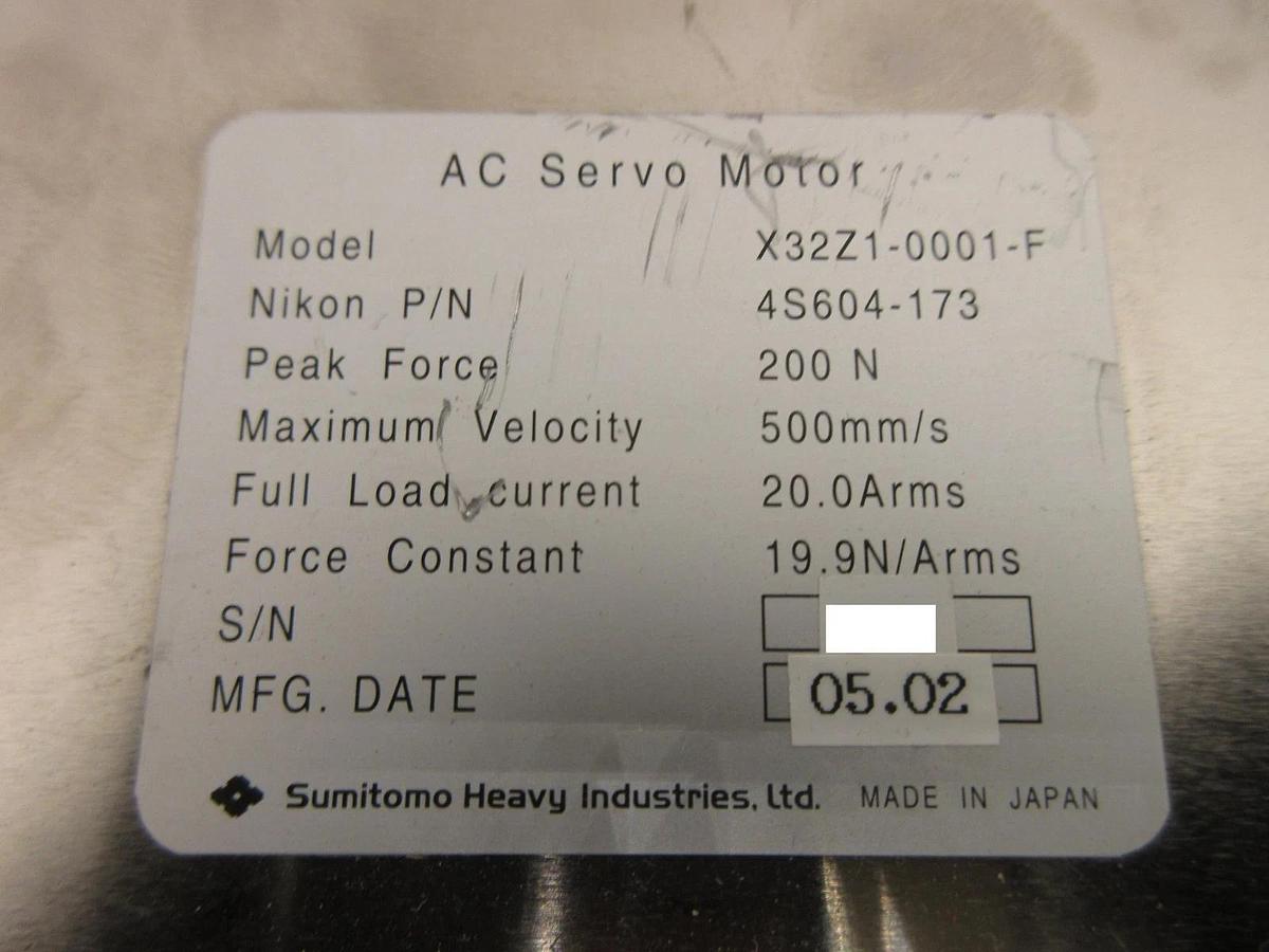Used Sumitomo Heavy Industries X32Z1-0001-F AC Servo Motor Nikon NSR-S205C Working