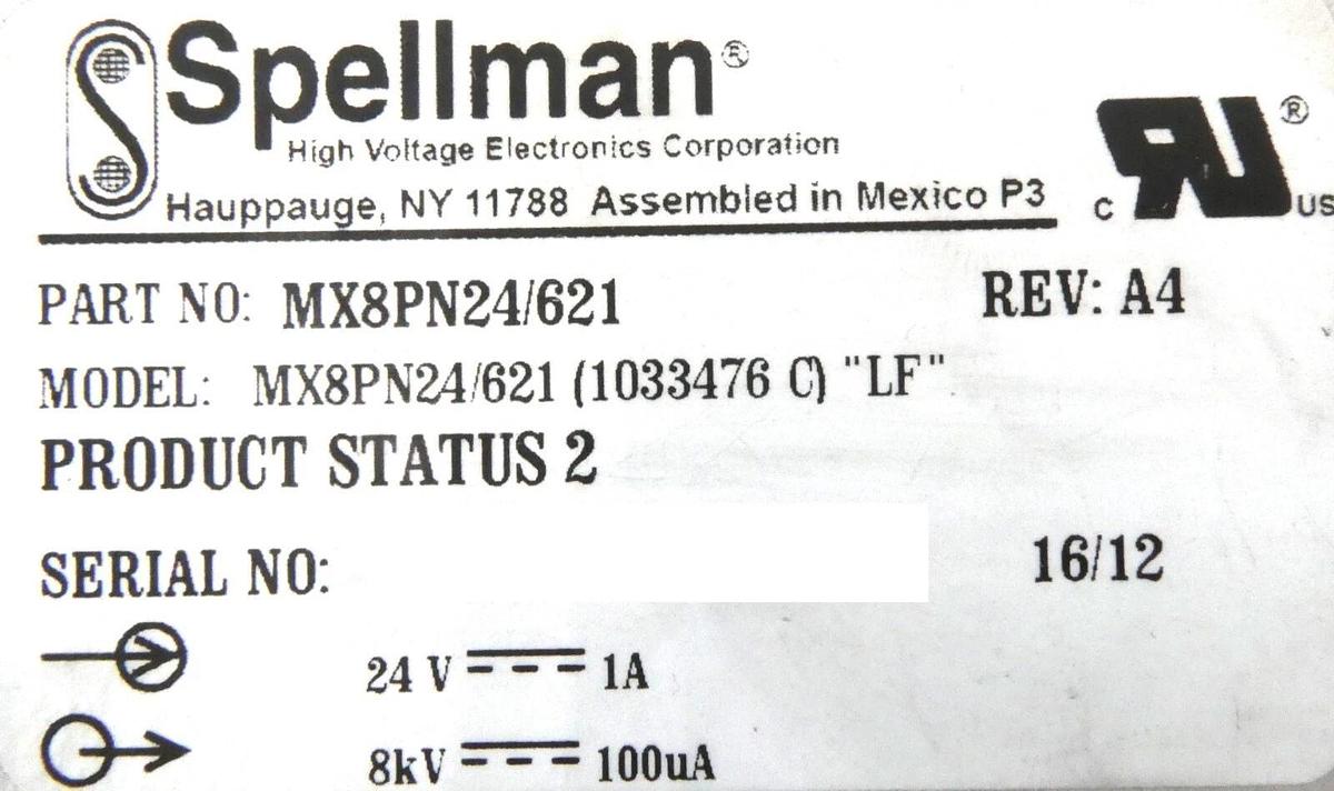 Used Spellman MX8PN24/621 Power Supply MX8PN24/621AB (1033476 C) AB Sciex Working