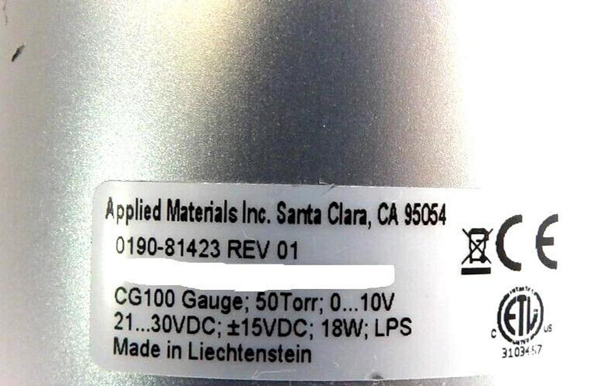 Used AMAT Applied Materials 0190-81423 Baratron Transducer CG100 Working Surplus