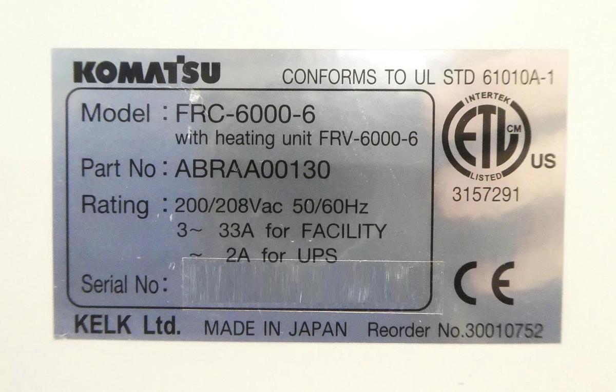 Used Komatsu ABRAA00130 Chiller Controller FRC-6000-6 TEL 3D80-000921-12 Working