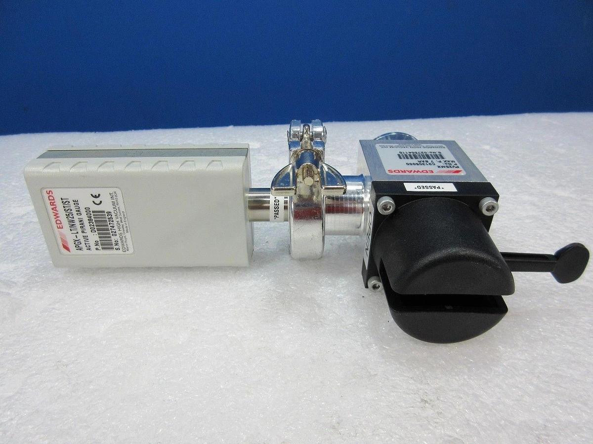 Used Edwards C31315000 Isolation Valve with D02384000 Pirani Gauge Used Working
