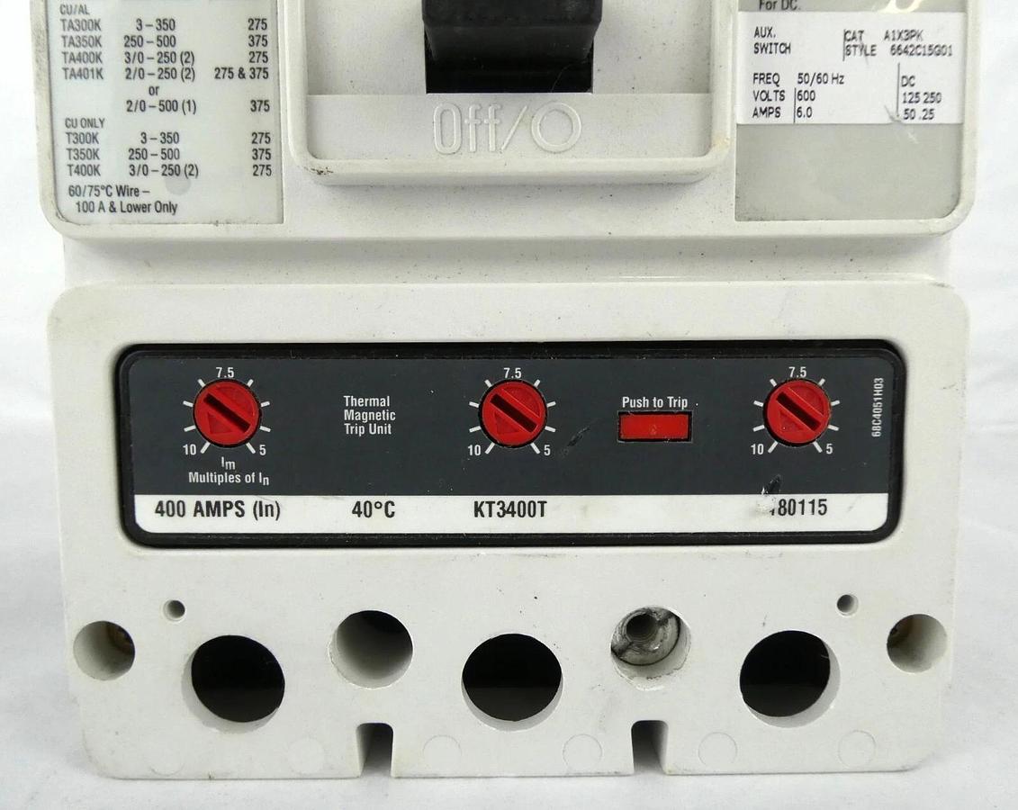 Used Eaton 6642C76G21 KDB 35K 3-Pole Industrial Circuit Breaker KDB3400W Working