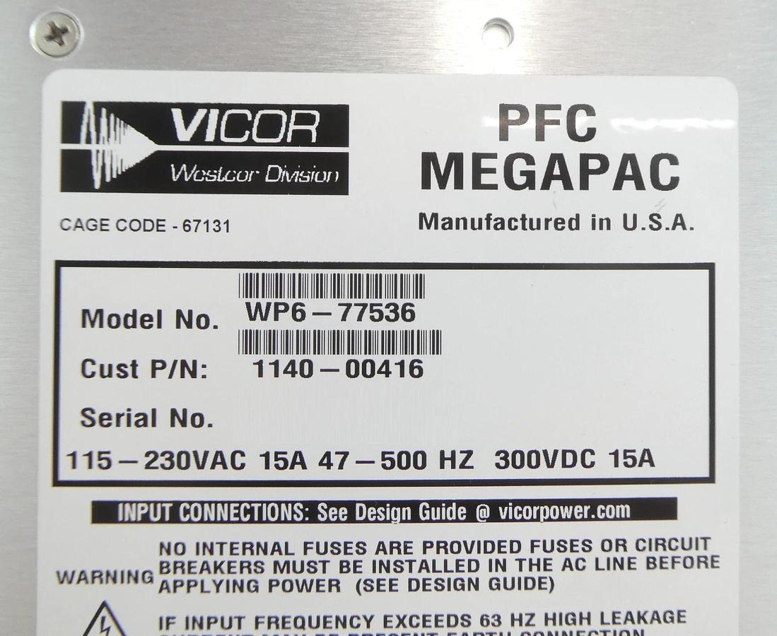 Used Vicor WP6-77536 Power Supply MegaPAC AMAT Applied Materials 1140-00416 Working