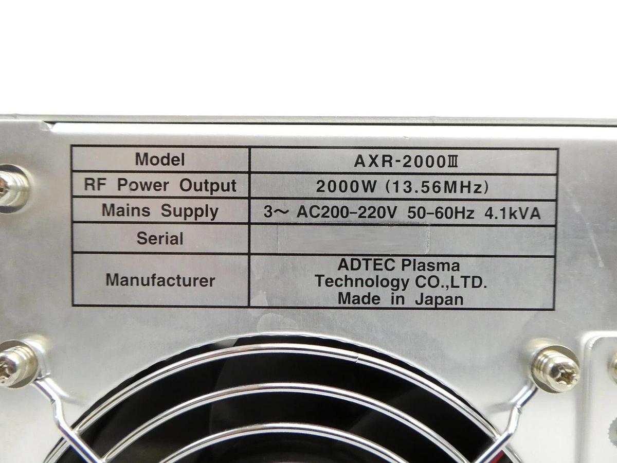 Used ADTEC AXR-2000III Plasma Generator Novellus 27-360919-00 No Key Tested Working