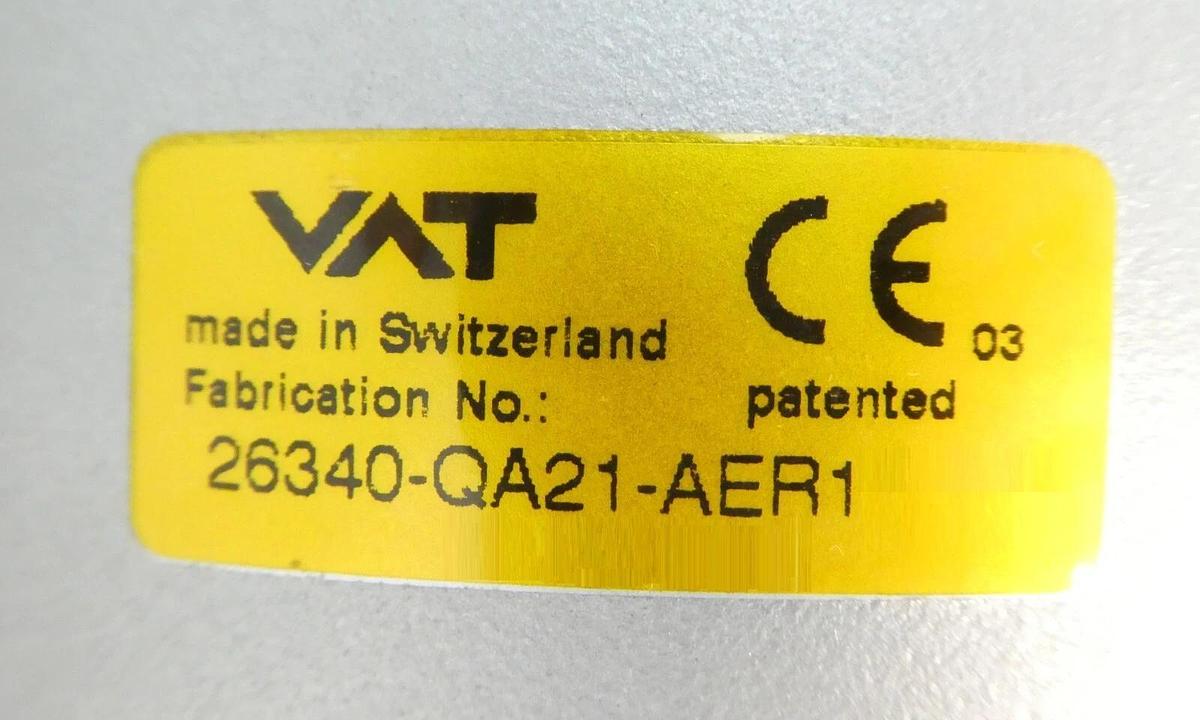 Used VAT 26340-QA21-AER1 High Vacuum Angle Valve Series 26 AMAT Producer Working