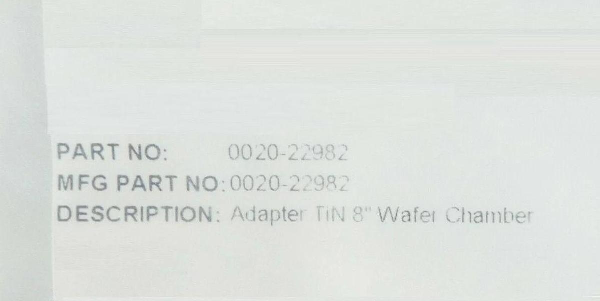 Refurbished AMAT Applied Materials 0020-22982 Adapter TiN 8" Wafer Chamber 200mm Refurbished