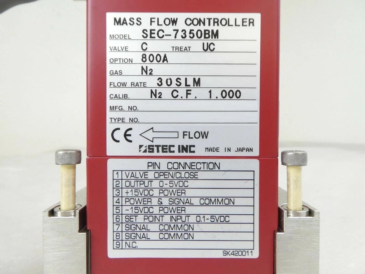 Used STEC SEC-7350BM Mass Flow Controller MFC 30 SLM N2 KLA-Tencor eS31 Working Spare