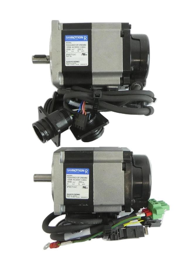 Used Sanyo Denki R2AA06010FCRBMM AC Servo Motor SANMOTION R Reseller Lot of 2 Working