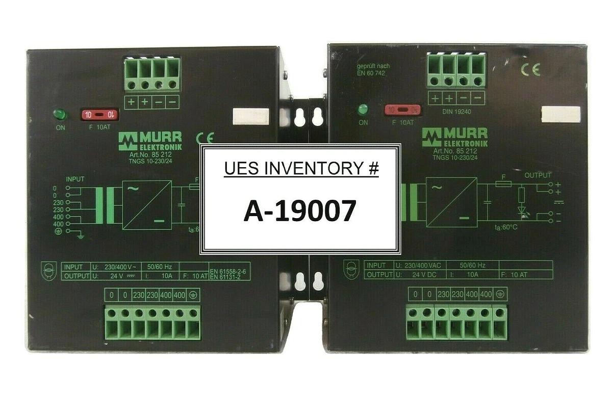 Used Murr Elektronik TNGS 10-230/24 DC Power Supply 85 212 Reseller Lot of 2 Working