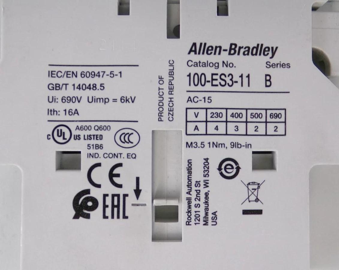 Used AB Allen-Bradley 100-E400E 3-Pole Contactor Series B 100-ES3-11 Surplus