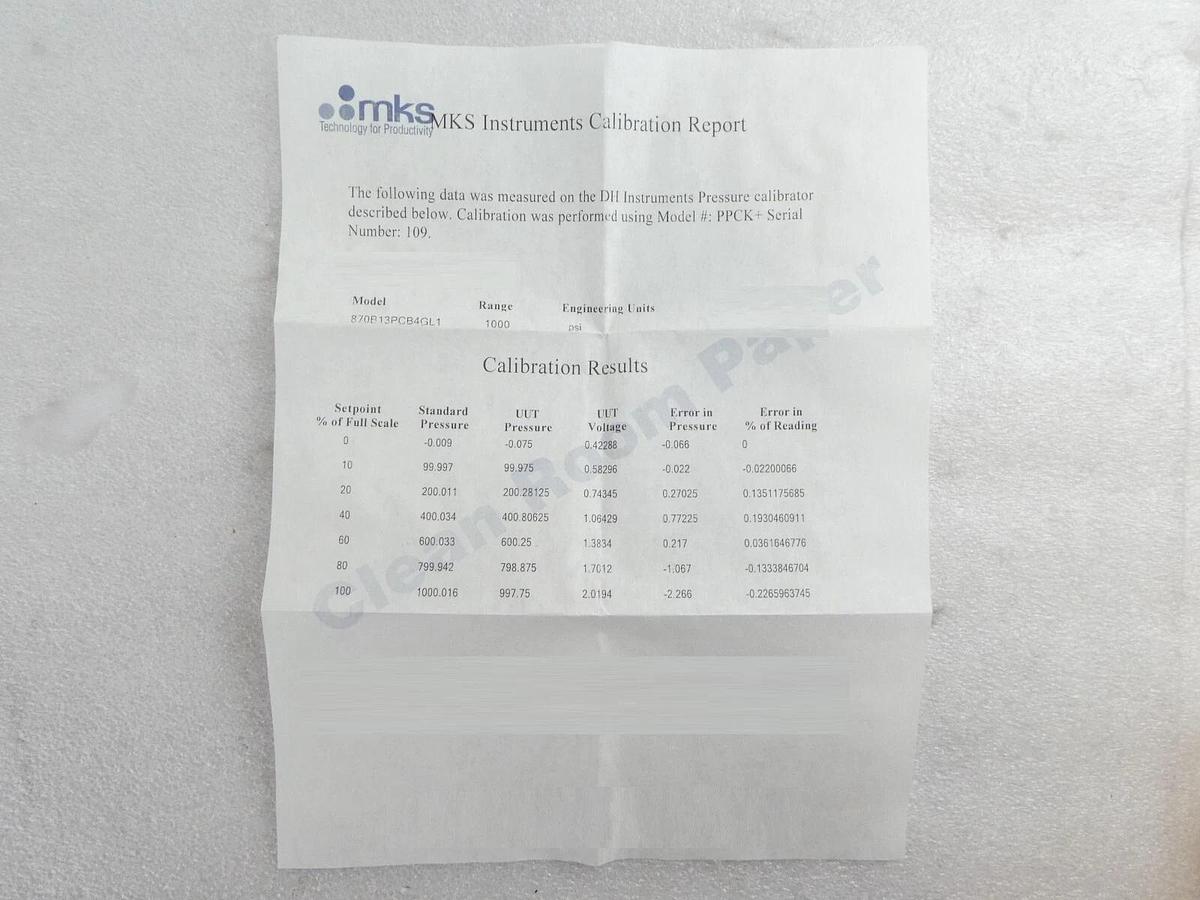 MKS Instruments 870B13PCB4GL1 Baratron Pressure Transducer Type 870B New Surplus