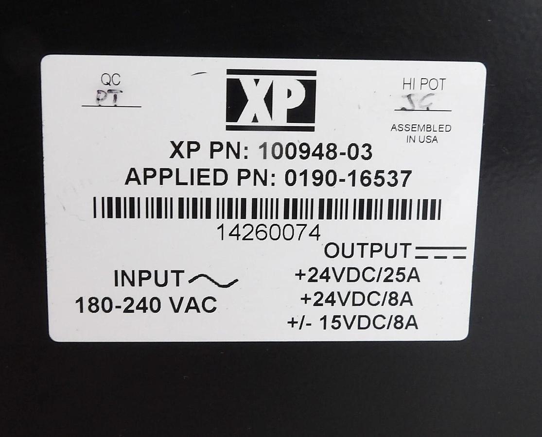 Used XP Power 100948-03 Power Supply AMAT Applied Materials 0190-16537 Working