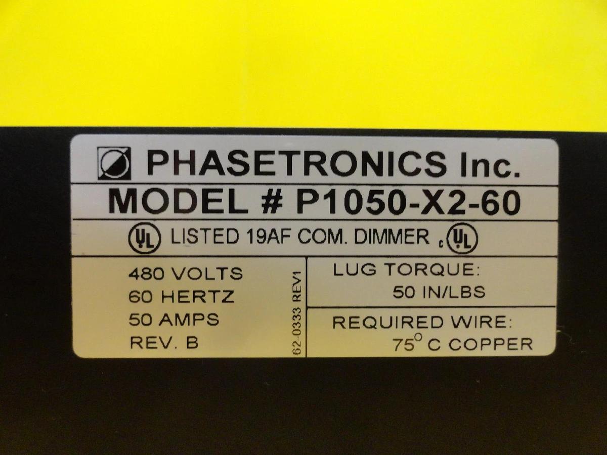 Used Phasetronics P1050-X2-60 Power Control System Used Working