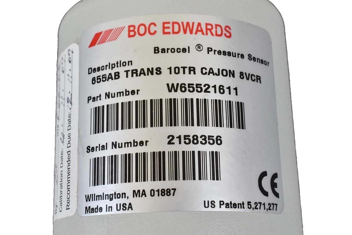 Used Edwards W65531611 Barocel Pressure Sensor 655AB 10 TORR Working Surplus