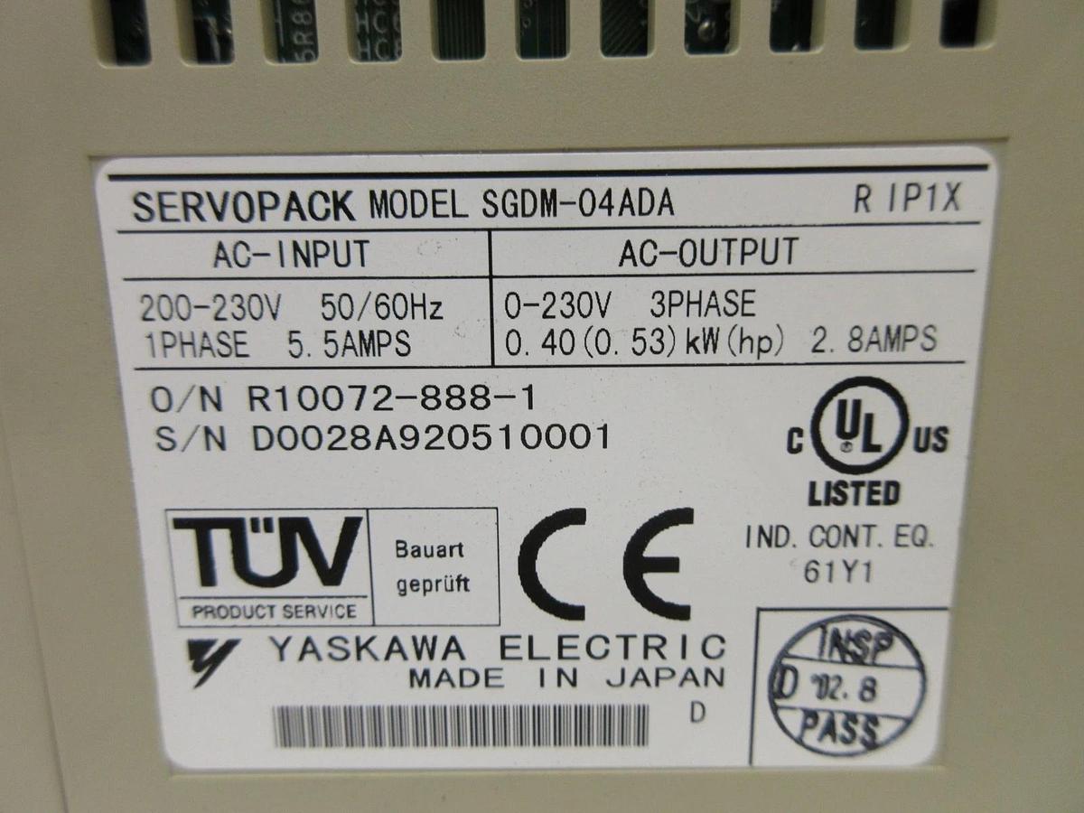 Used Yaskawa Electric SGDM-04ADA 200V Servo Drive SERVOPACK Ver. 31231 Used Working