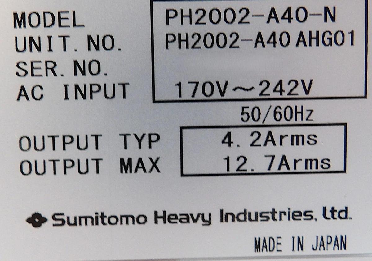 Used Sumitomo Heavy Industries PH2002-A40-N Driver PH-200 Hitachi IS5100 Working