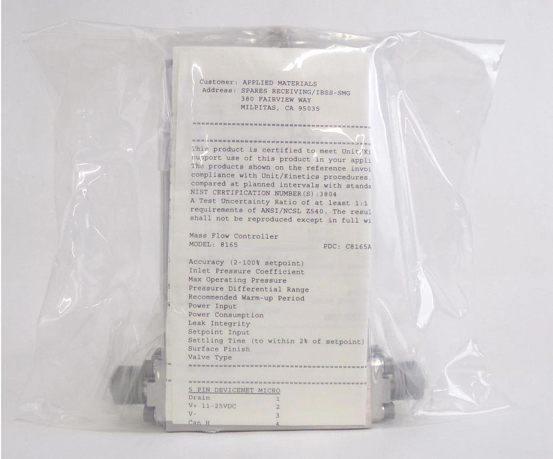 UNIT Instruments UFC-8165 Mass Flow Controller MFC AMAT 3030-09425 New Surplus