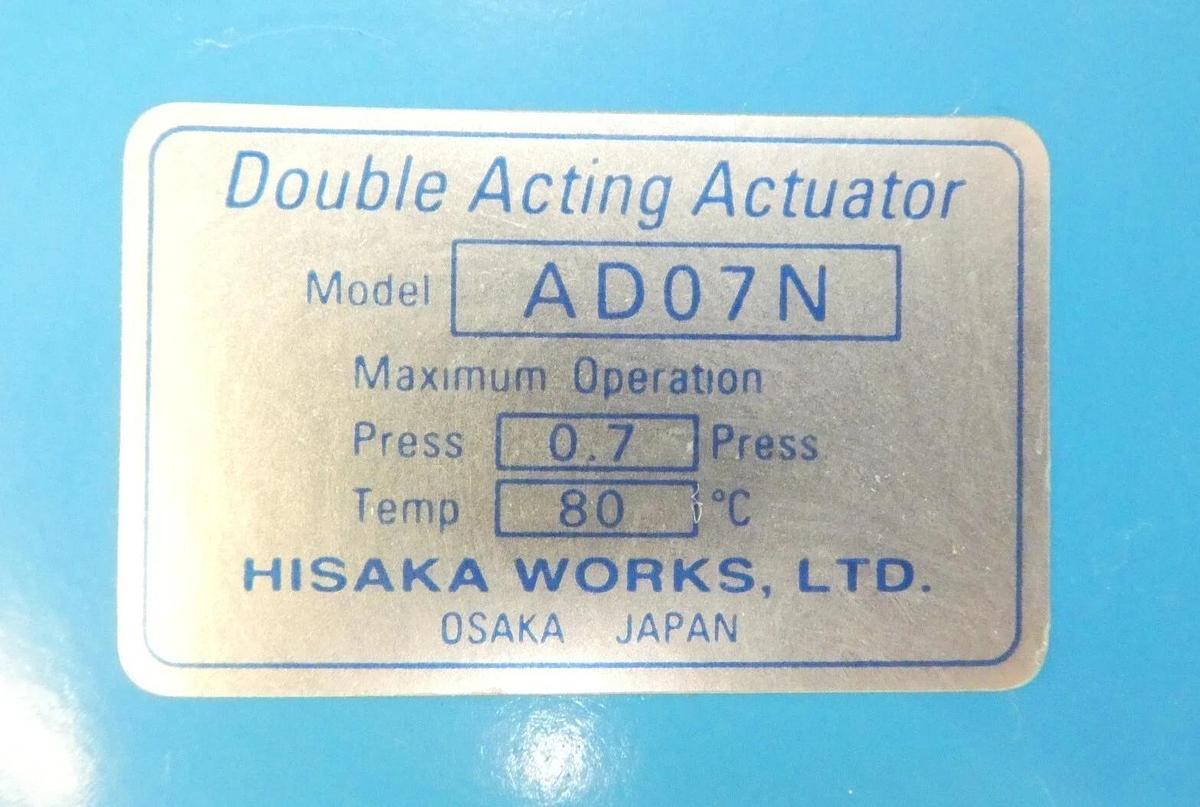 Used Hisaka SCS14A-25A Double Acting Actuator G45B AD07N Working Surplus