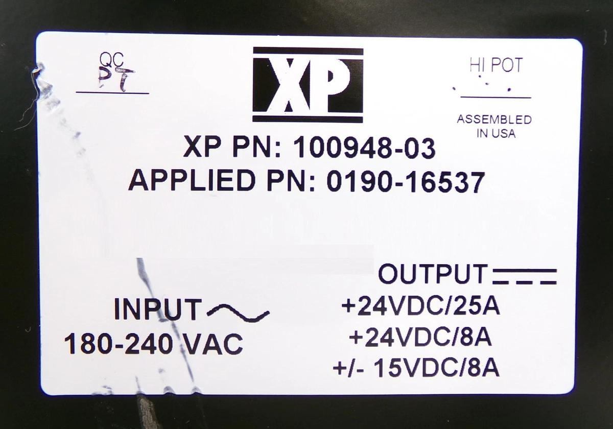 Used XP Power 100948-03 Power Supply AMAT Applied Materials 0190-16537 Working Spare