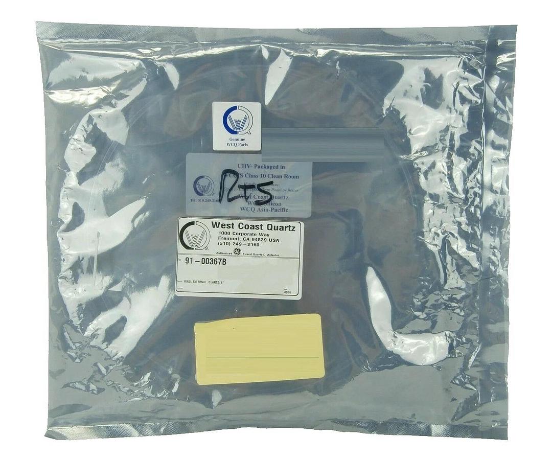 West Coast Quartz 91-00367B 200mm Quartz External 8" Ring AMAT New Surplus