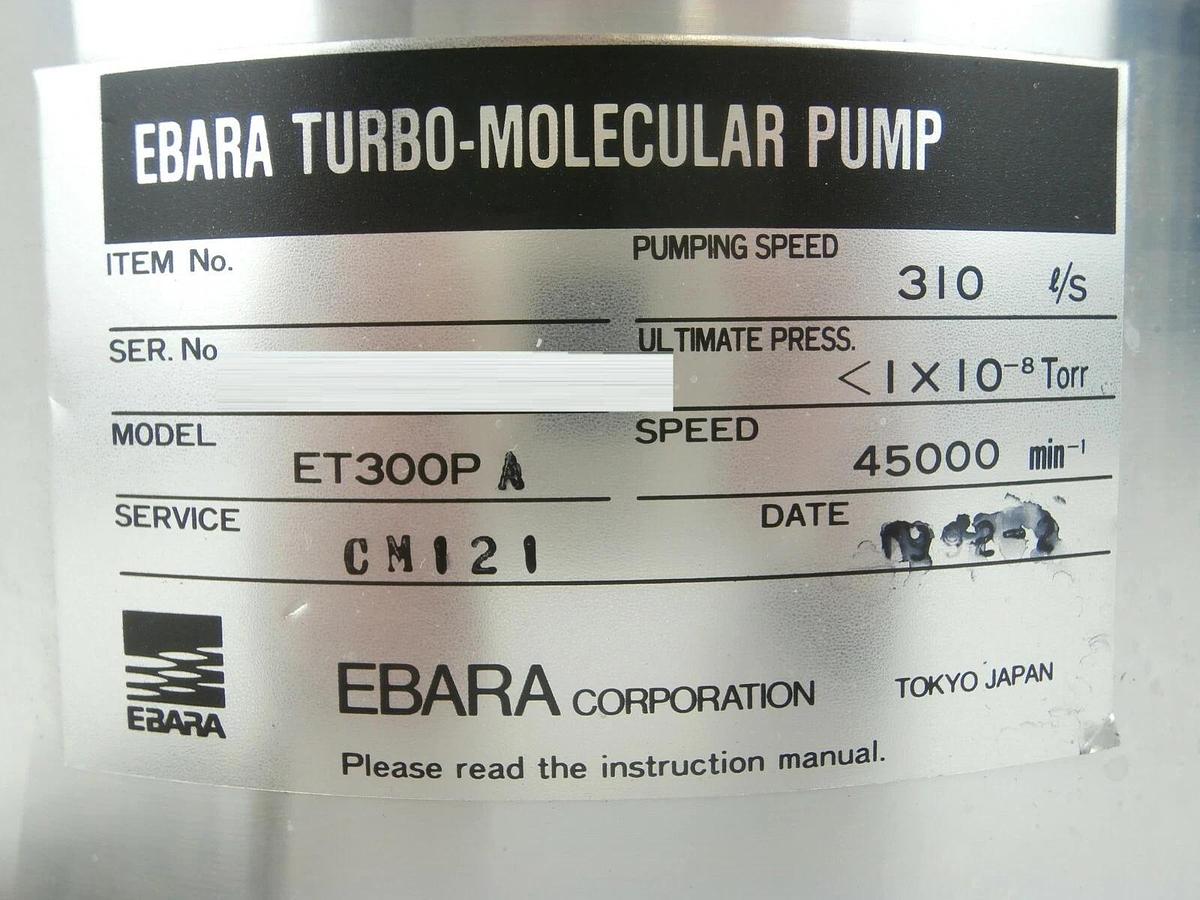 Used ET Ebara ET300P A Turbomolecular Vacuum Pump Turbo Error TRP-C Not Working As-Is