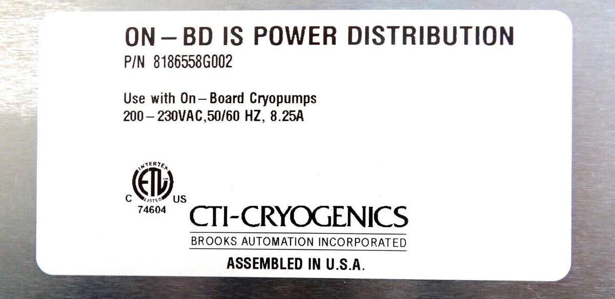 Used CTI-Cryogenics 8186558G002 On-Board IS Power Distribution Module Working Surplus