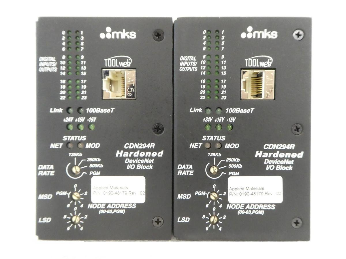 Used MKS Instruments AS01294-05 Hardened DeviceNet CDN294R AMAT Lot of 2 Working