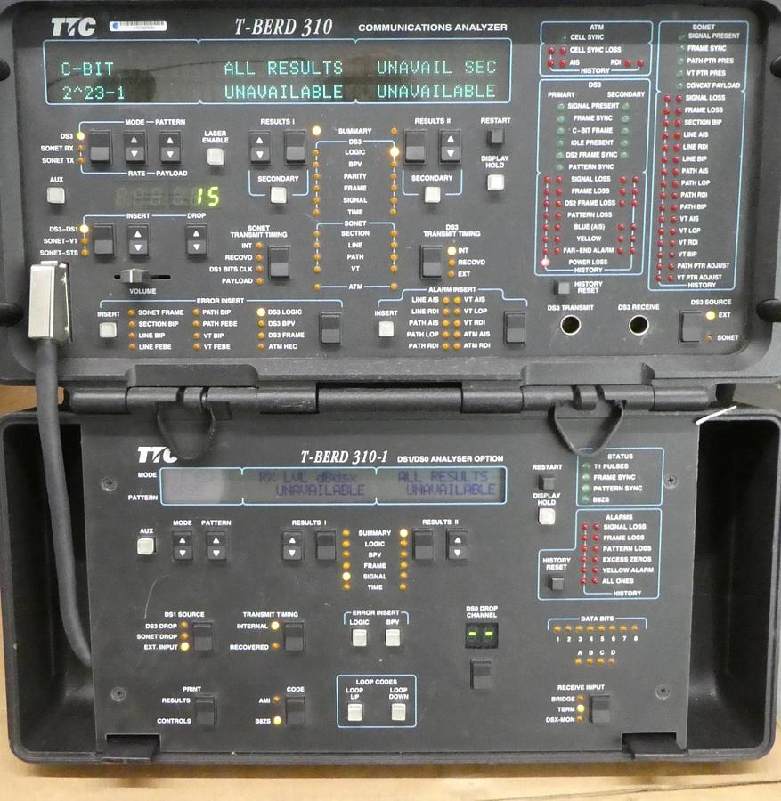 Used TTC T-BERD 310 Communications Analyzer L-S.01 7 Options M-S.10 Lot of 2 Surplus