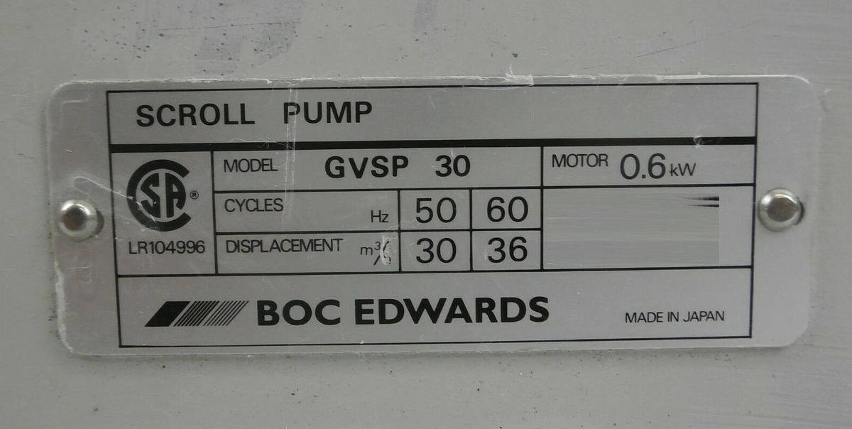 Used GVSP30 Edwards A71004907XS Scroll Vacuum Pump 18865 Hrs Cu for Rebuild Working