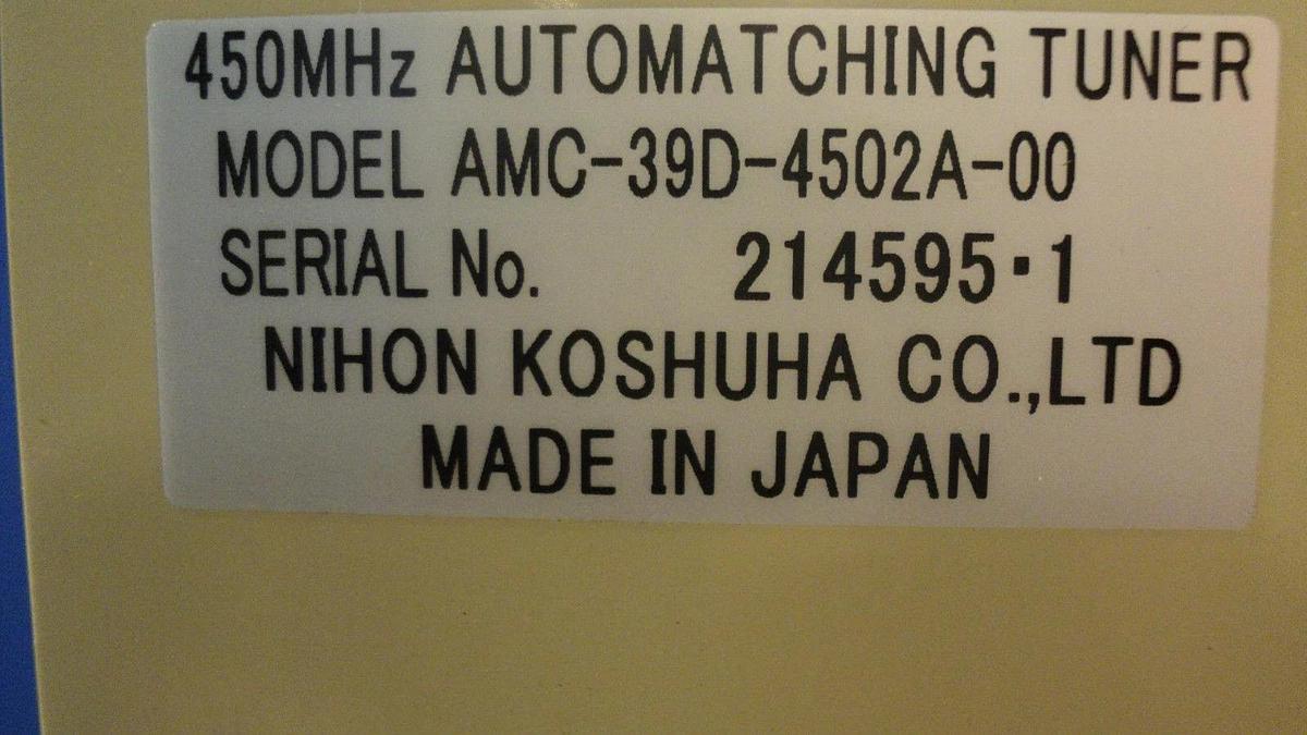 Used Nihon Koshuha AMC-39D-4502A-00 450MHz RF Automatching Tuner Clayton Manual Tuner