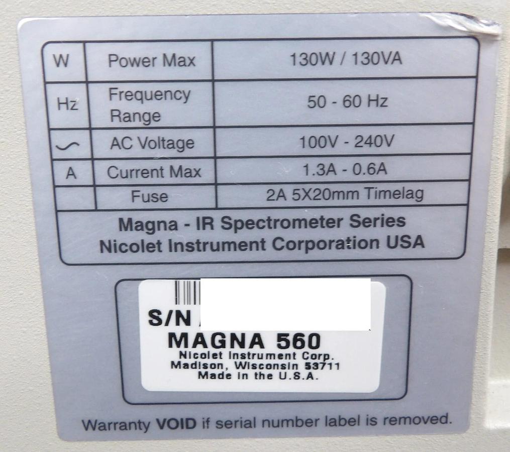 Used Nicolet Magna Spectrometer Module Assembly Magna-IR 560 Untested As-Is